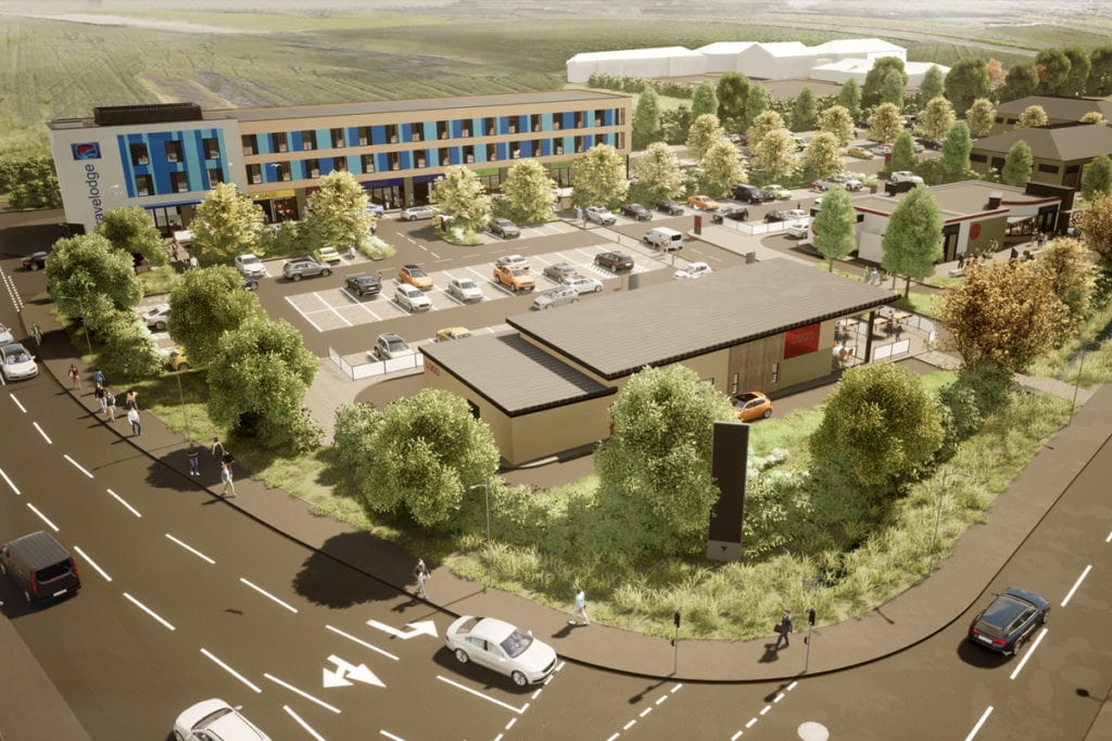 retail and leisure commercial development masterplan layout travelodge drive-through