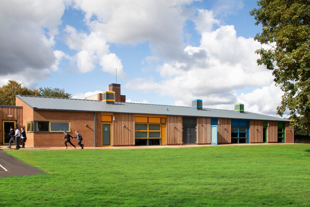 architect designed primary school extension with timber cladding